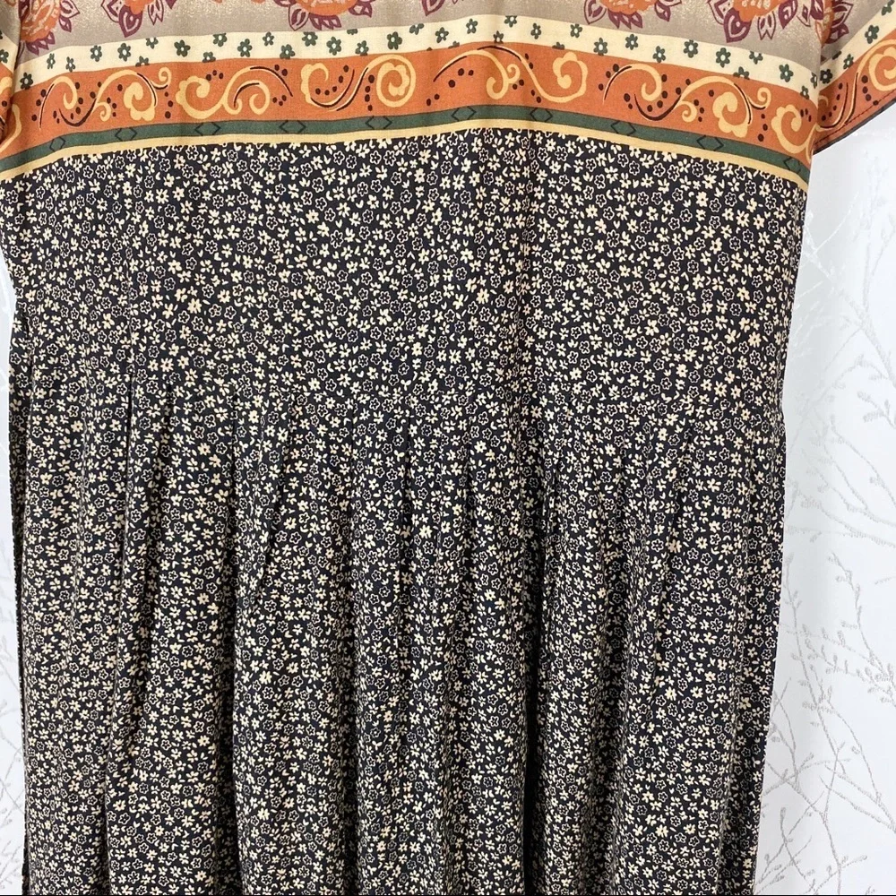 VINTAGE MOLLY MALLOY Cottage Mixed Print Maxi Dress 8 - Picture 6 of 9
